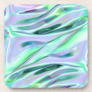 Dessous-de-verre Iridescente Vert et Bleu MétallicMarbré