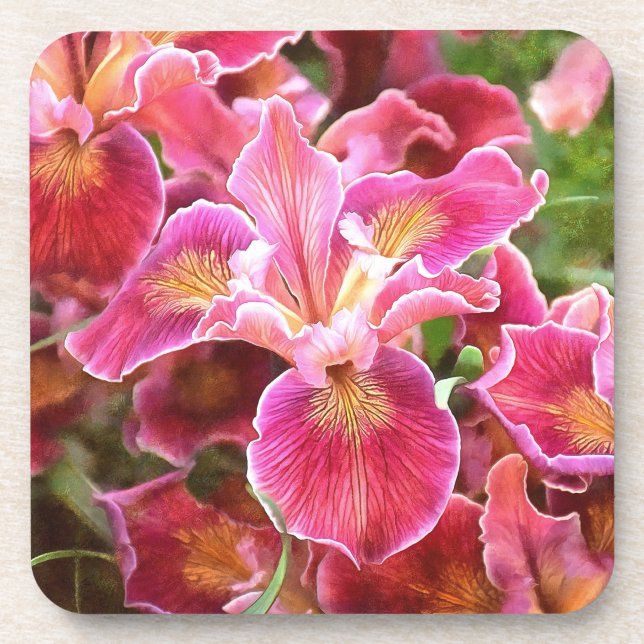 Dessous-de-verre Iris rose orange (Devant)