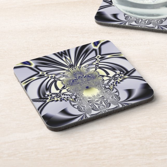 Dessous-de-verre Iris Violet Art Fractal de Géométrie Sacrée (Côté gauche)