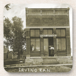 DESSOUS-DE-VERRE IRVING KANSAS POST OFFICE PHOTO MARSHALL COUNT KS