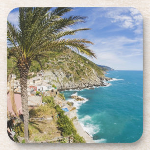 Dessous-de-verre Italie, Cinque Terre, Vernazza, ville sur le versa