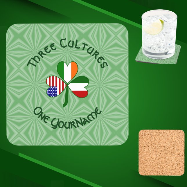 Dessous-de-verre Italien irlandais Shamrock américain personnalisé (Créateur téléchargé)