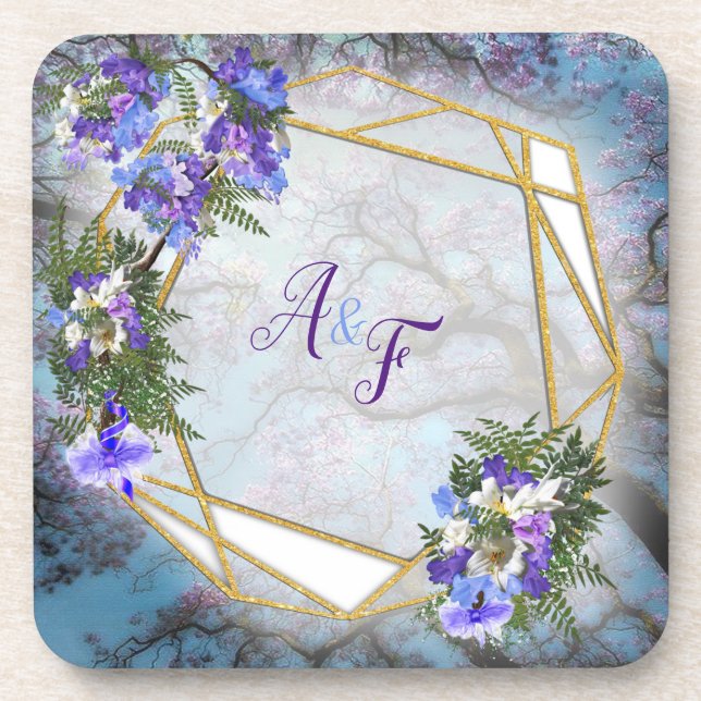Dessous-de-verre Jacaranda Fleurs & Bouquet de Lys Tapis de Verre (Devant)