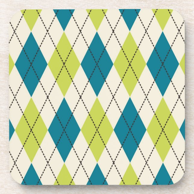 Dessous-de-verre Jacquard Bleu Et Vert (Devant)