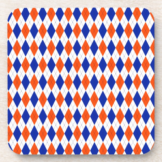 Dessous-de-verre Jacquard orange et bleu diamant (Devant)