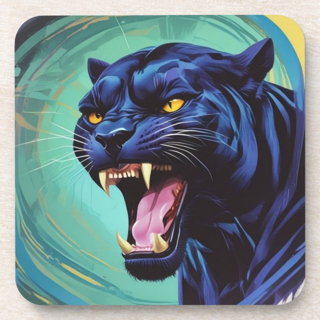 Dessous-de-verre Jaguar - Panthère noire (Devant)