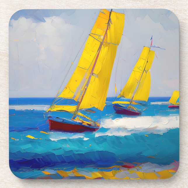 Dessous-de-verre "J'ai vu trois bateaux" (Devant)