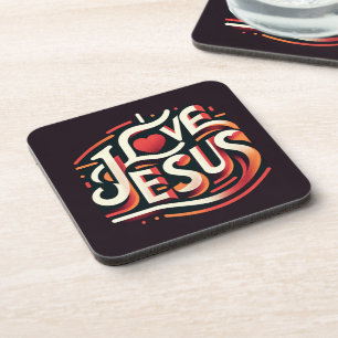 Dessous-de-verre J'aime Jésus rétro chrétien