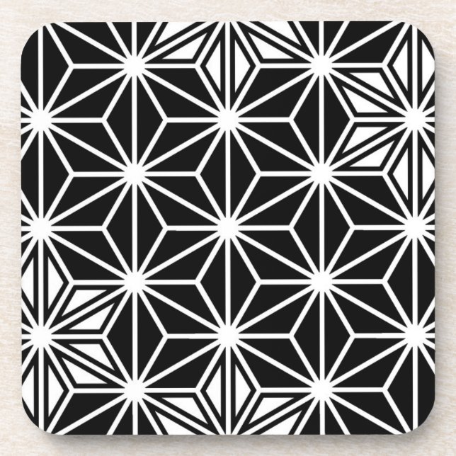 Dessous-de-verre Japonais Asanoha motif - noir et blanc (Devant)