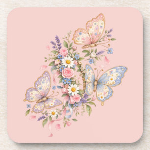 Dessous-de-verre Jardin d'anniversaire papillon pastel