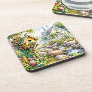 Dessous-de-verre Jardin de cottage fantaisiste Niche à oiseaux Ruis