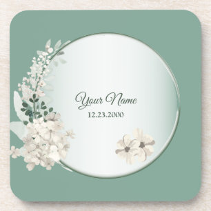 Dessous-de-verre Jasmine Floral Vert Géométrique Mariage Fête