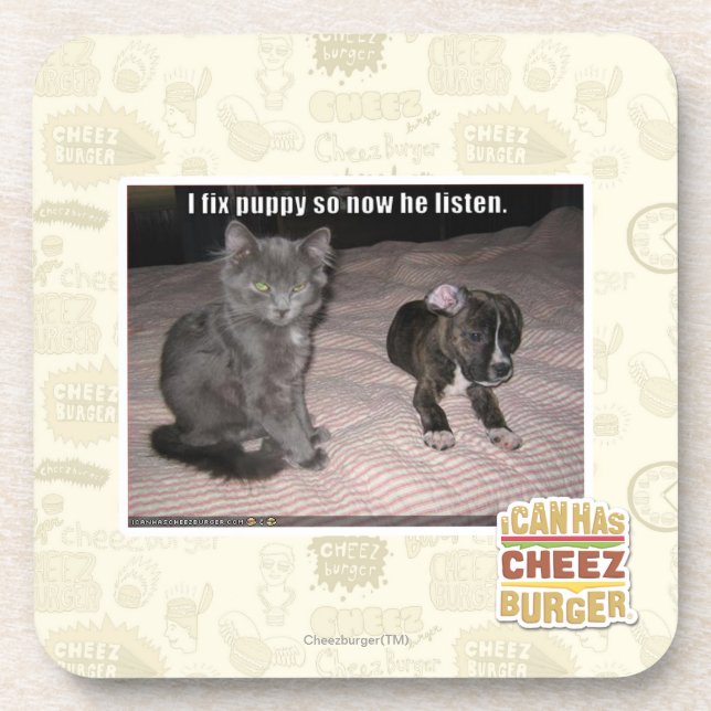 Dessous-de-verre Je fixe le chiot (Devant)