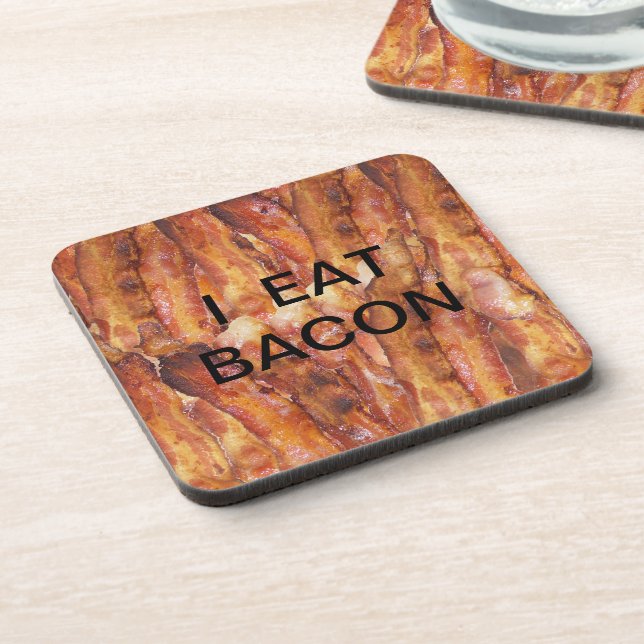 Dessous-de-verre Je mange du texte Bacon avec Arrière - plan (Côté gauche)