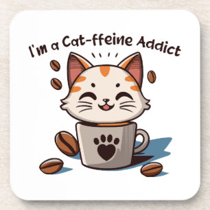 Dessous-de-verre Je suis accro à la Cat-fféine