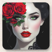 Je t'aime | Belle femme avec rose rouge
