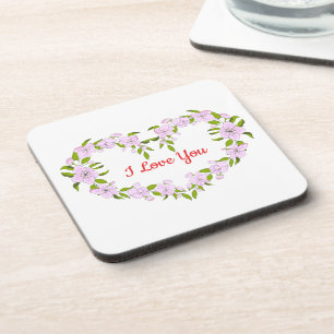 Dessous-de-verre Je t'aime Fleurs mignonnes