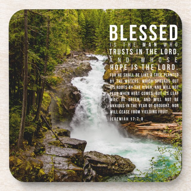 Dessous-de-verre Jérémie 17:7-8 Écriture biblique chrétienne Nature (Devant)