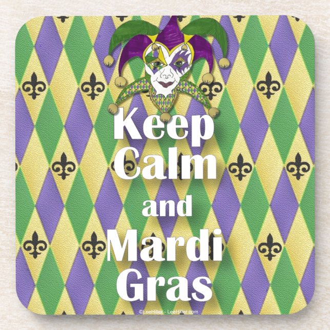 Dessous-de-verre Jester Mask Keep Calm and Mardi Gras (Devant)