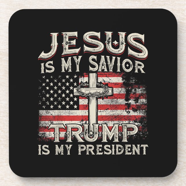 Dessous-de-verre Jésus Est Mon Sauveur Trump Est Mon Président Amér (Devant)