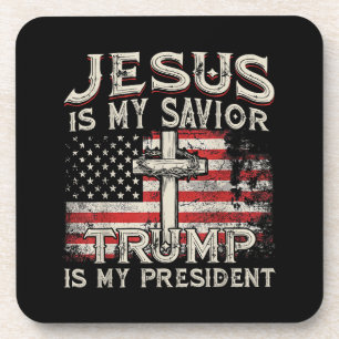Dessous-de-verre Jésus Est Mon Sauveur Trump Est Mon Président Amér
