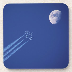 Dessous-de-verre Jets à côté de la lune   Colombie-Britannique