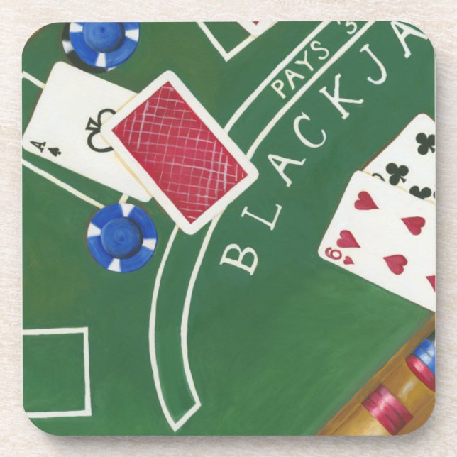 Dessous-de-verre Jeu de Blackjack avec chips par Chariklia Zarris (Devant)