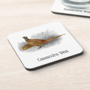 Dessous-de-verre Jeu de faisan vintage Couleur de dessin d'oiseau #