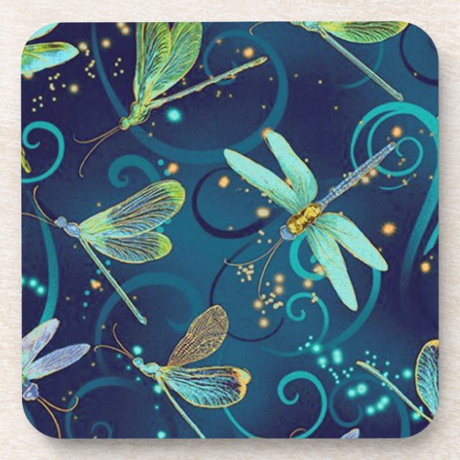 Dessous-de-verre Jeu Turquoise de libellules 6 (Devant)