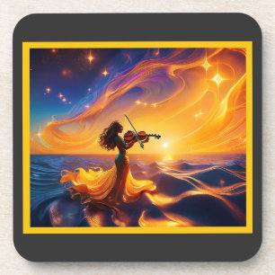 Dessous-de-verre Jeune Asiatique Jouant Violon Scène Surréelle