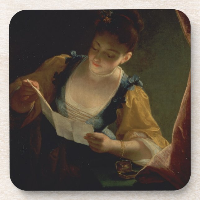 Dessous-de-verre Jeune femme lisant une lettre (huile sur la toile) (Devant)