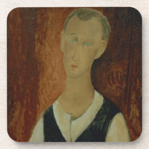 Dessous-de-verre Jeune homme avec Waistcoat noir, 1912 (l'huile