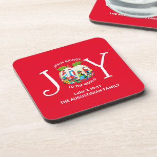 Dessous-de-verre JOIE DE Noël Rouge Personnalisé AU MONDE Christian