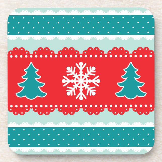 Dessous-de-verre Joli Noël Arbres Snowflakes Design à motifs (Devant)