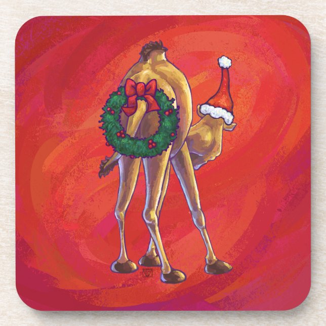 Dessous-de-verre Joli Noël Camel En Rouge (Devant)