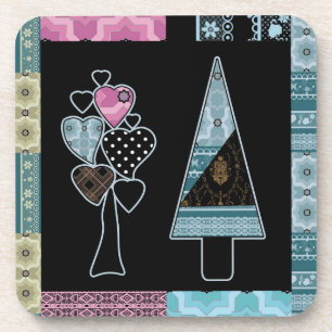 Dessous-de-verre Joli patchwork quadrilting arbre formes abstraites