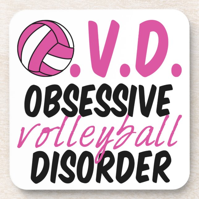Dessous-de-verre Joli trouble de volleyball obsessionnel Joueur ros (Devant)