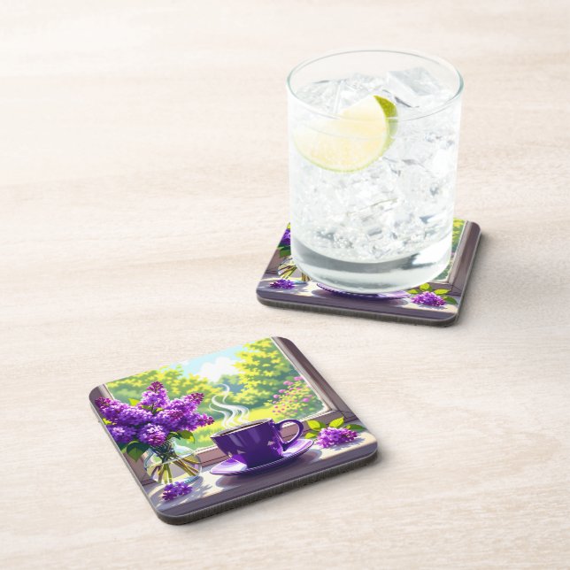 Dessous-de-verre Jolie Lilacs et café violets (Côté Droit)