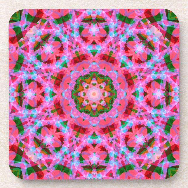 Dessous-de-verre Jolly Christmas Pink Green Red Merry Star Motif (Devant)