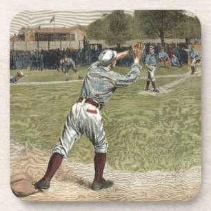 Dessous-de-verre Joueur de baseball jeté à la seconde base