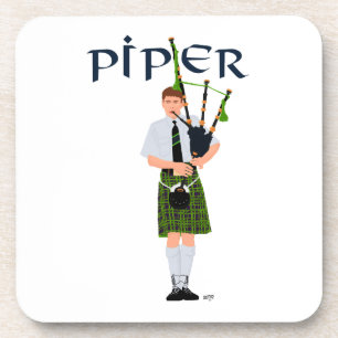 Dessous-de-verre Joueur de cornemuse - Kilt vert