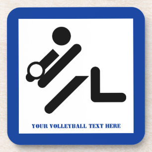 Dessous-de-verre Joueur de volley-ball noir, blanc, bleu icon custo