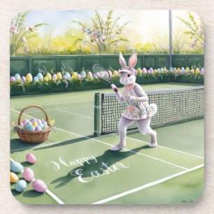 Dessous-de-verre Joueur lapin lapin de Pâques sur le court