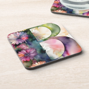 Dessous-de-verre Joyau Monogramme personnalisé Tone Aquarelle Flora