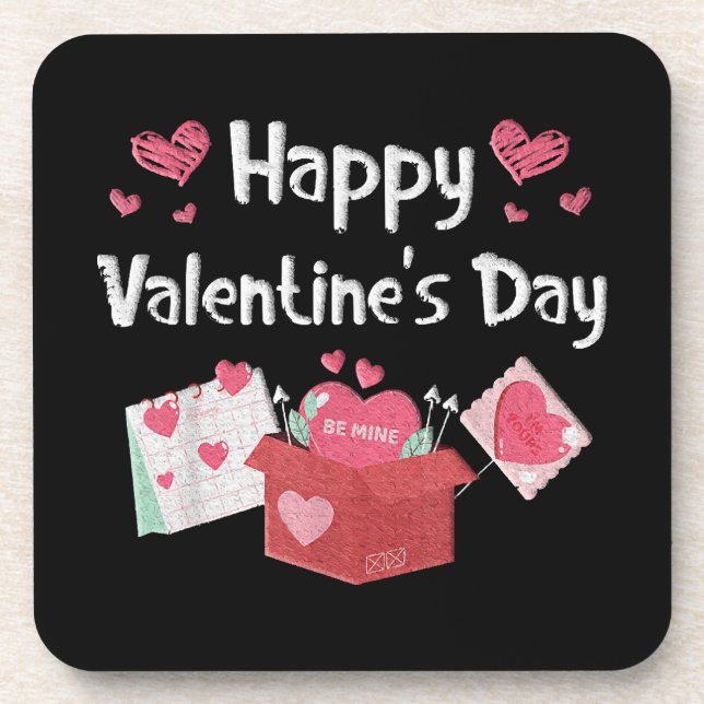 Dessous-de-verre Joyeuse Saint-Valentin Sois Mienne Cœurs Mignons (Devant)