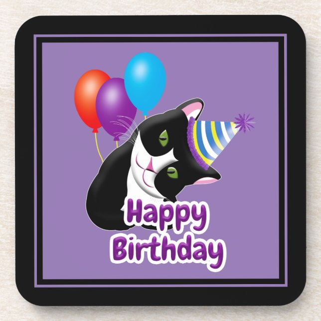 Dessous-de-verre Joyeux Chat d'anniversaire (Devant)