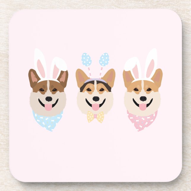 Dessous-de-verre Joyeux Chiens de Corgi gallois Pembroke de Pâques (Devant)