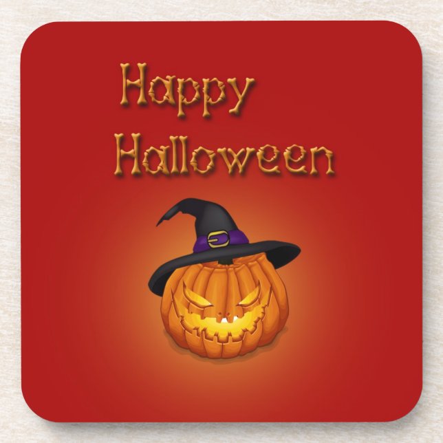 Dessous-de-verre Joyeux Citrouille Halloween avec Casquette (Devant)