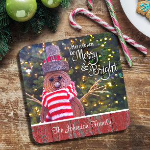 Dessous-de-verre Joyeux et brillant mignon Russe Snowman Nom person