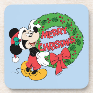 Dessous-de-verre Joyeux Noël Couronne de Noël de Mickey Mouse